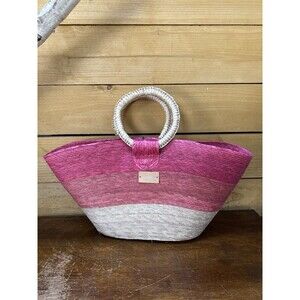 Bracelet Handle Straw Bag 20” Wide, 10.5” Tall